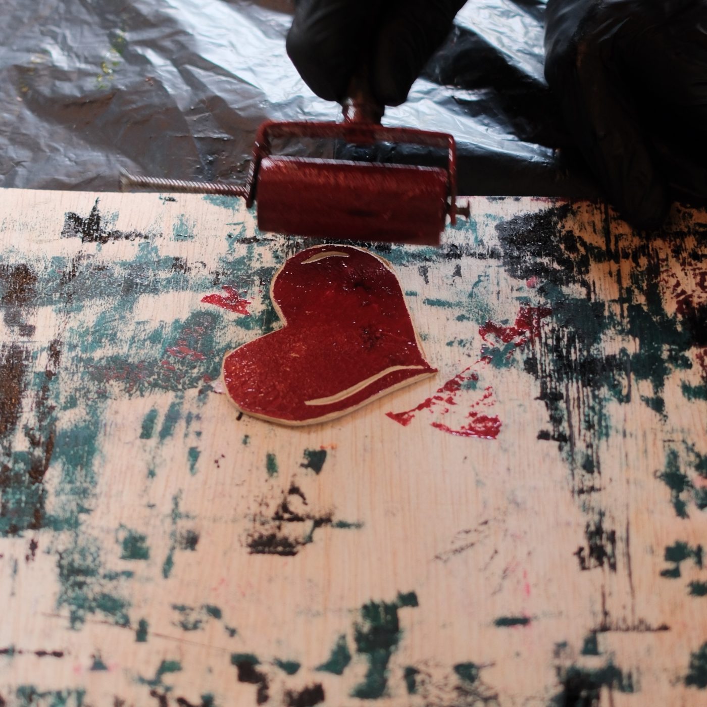 Lino block printing