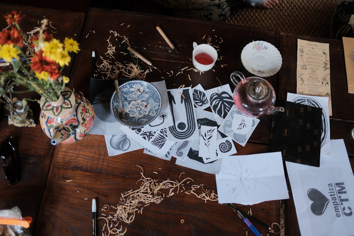 Lino block printing